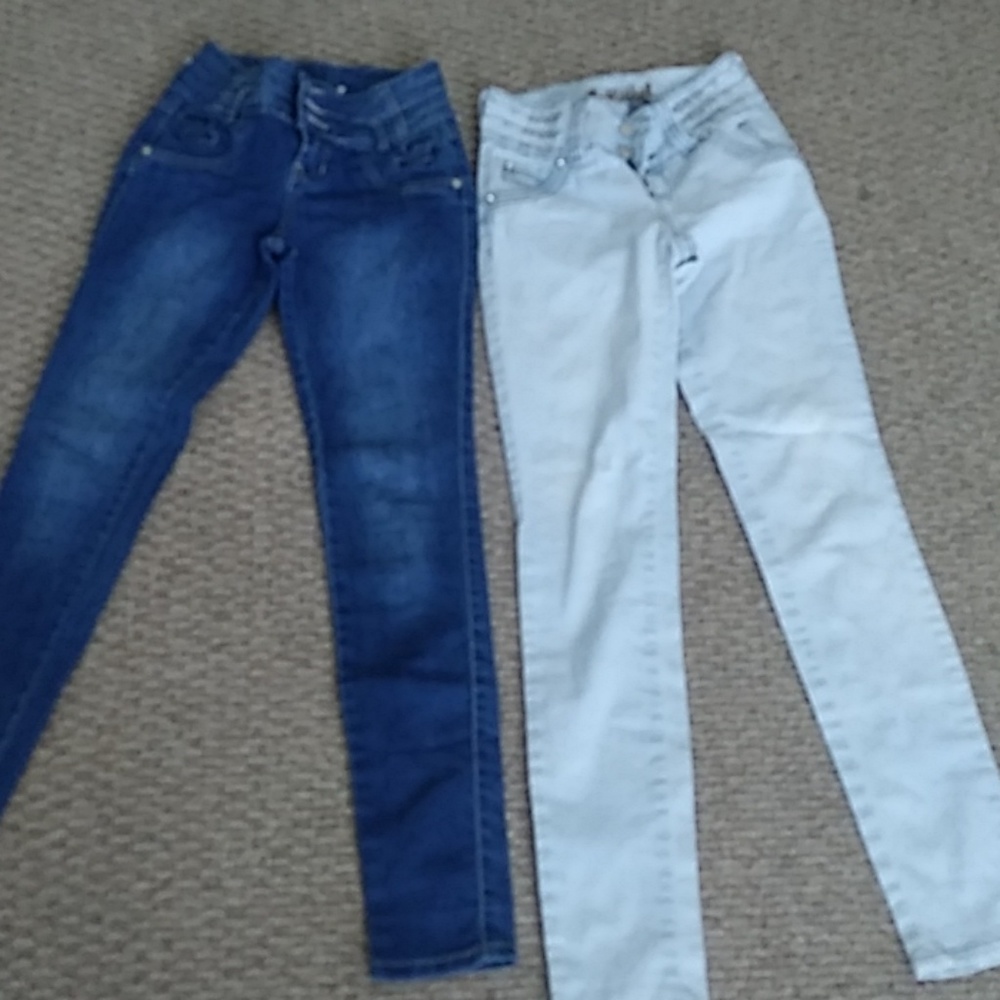 Light and dark jeans.
